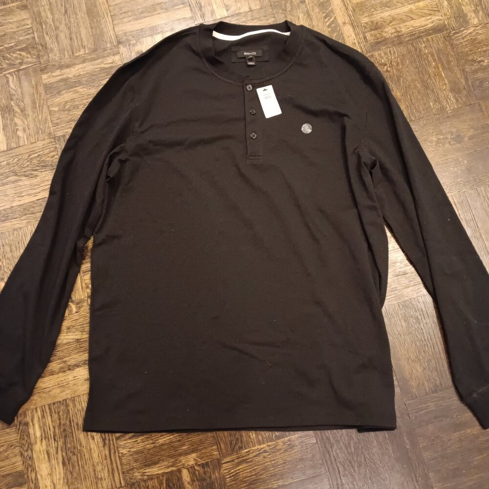 RW&CO Supima Cotton long sleeve popover shirt - black - NWT size L